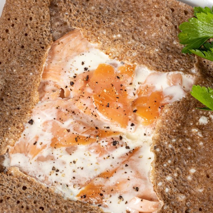 homemade Breton crepe with egg